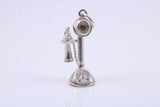 Vintage Phone Charm, Traditional Charm, Made from Solid Cast Silver, Complete with Attachment Link
