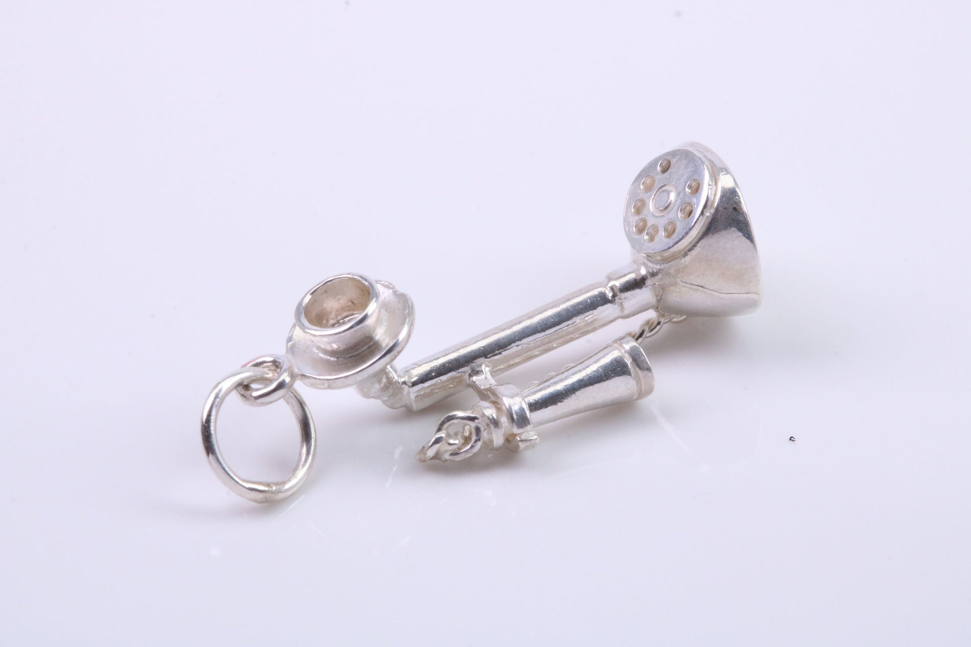 Vintage Phone Charm, Traditional Charm, Made from Solid 925 Grade Sterling Silver, Complete with Attachment Link