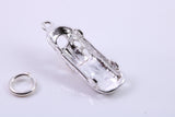 E Type Jaguar Car Charm, Traditional Charm, Made from Solid 925 Grade Sterling Silver, Complete with Attachment Link