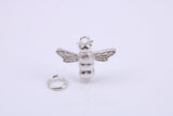 Bumble Bee Charm, Traditional Charm, Made from Solid 925 Grade Sterling Silver, Complete with Attachment Link