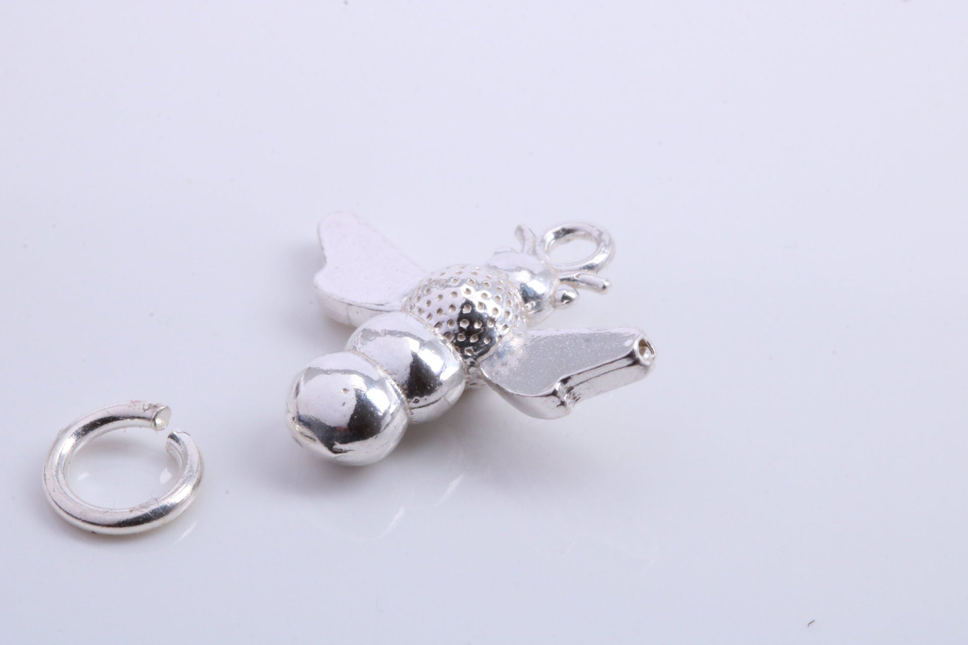 Bumble Bee Charm, Traditional Charm, Made from Solid 925 Grade Sterling Silver, Complete with Attachment Link