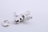 Bumble Bee Charm, Traditional Charm, Made from Solid 925 Grade Sterling Silver, Complete with Attachment Link