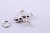Bumble Bee Charm, Traditional Charm, Made from Solid 925 Grade Sterling Silver, Complete with Attachment Link