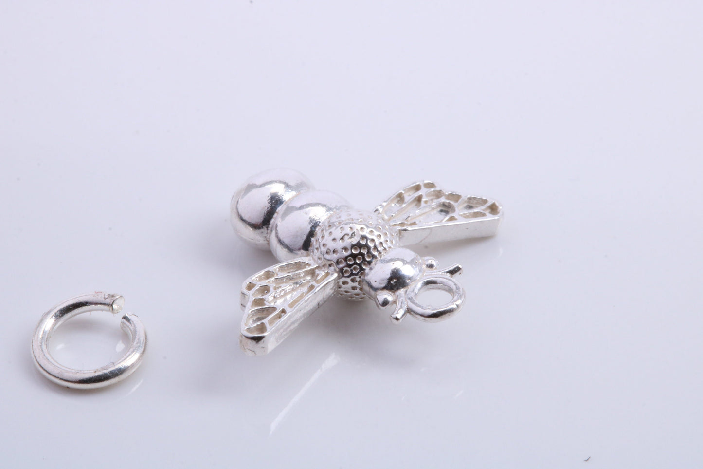 Bumble Bee Charm, Traditional Charm, Made from Solid 925 Grade Sterling Silver, Complete with Attachment Link