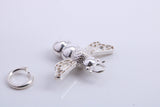 Bumble Bee Charm, Traditional Charm, Made from Solid 925 Grade Sterling Silver, Complete with Attachment Link