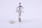 Ballerina Charm, Traditional Charm, Made from Solid Cast 925 Grade Sterling Silver, Complete with Attachment Link