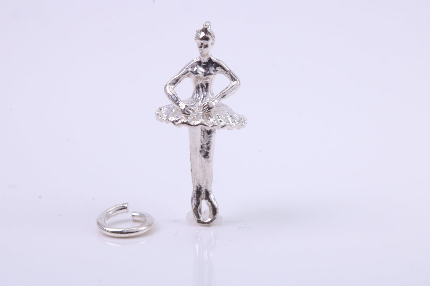 Ballerina Charm, Traditional Charm, Made from Solid 925 Grade Sterling Silver, Complete with Attachment Link