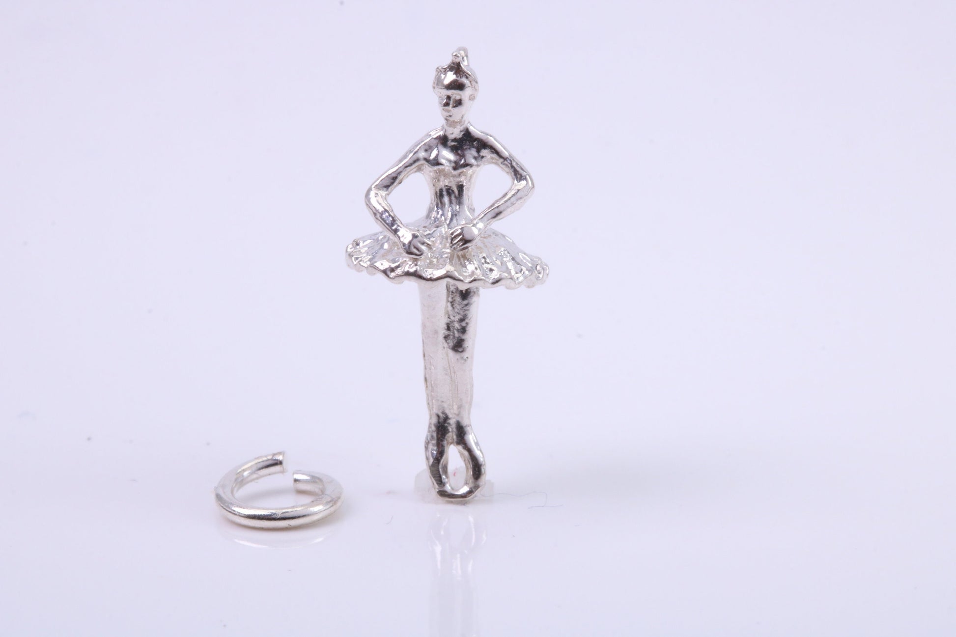Ballerina Charm, Traditional Charm, Made from Solid 925 Grade Sterling Silver, Complete with Attachment Link