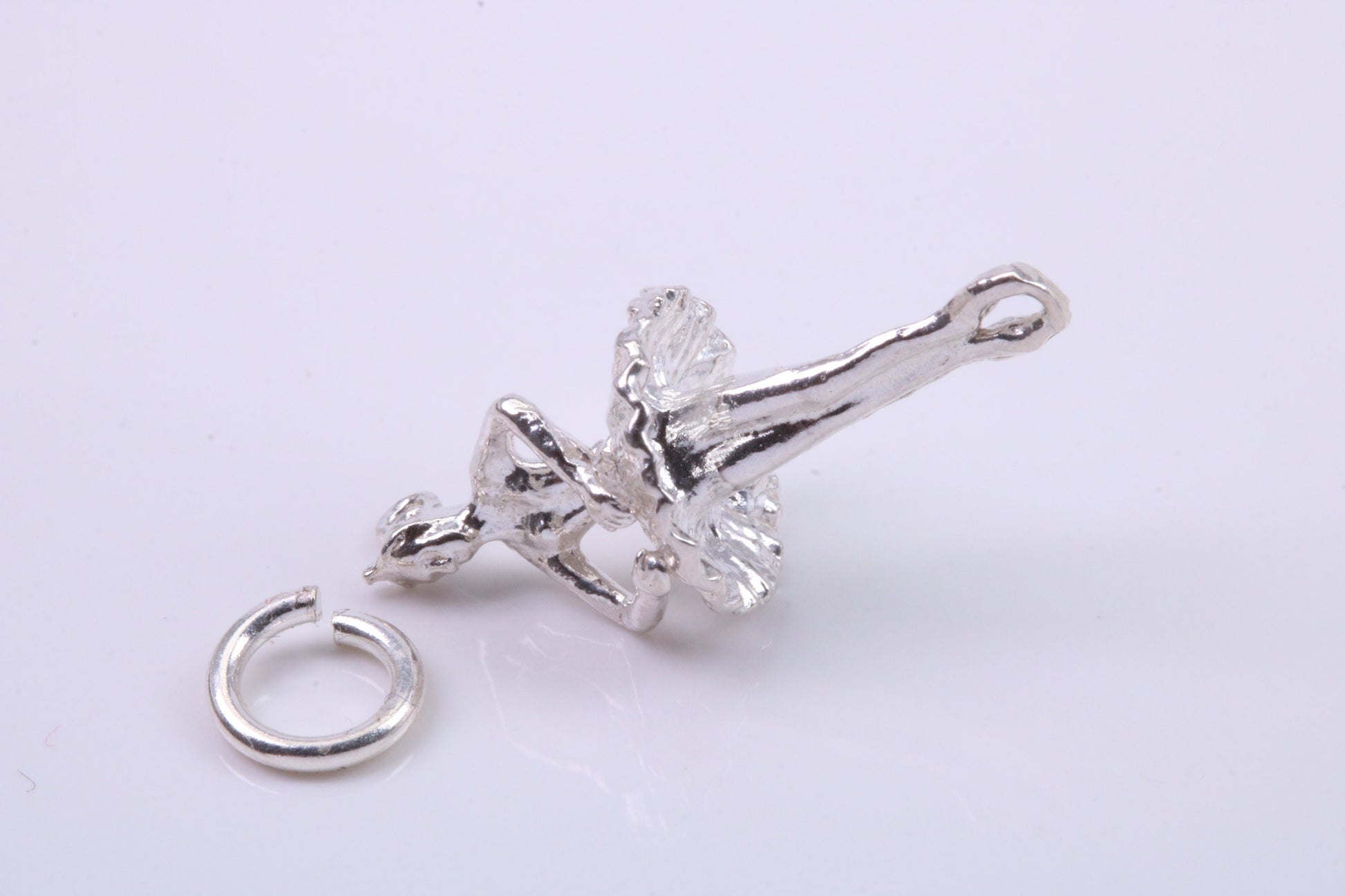 Ballerina Charm, Traditional Charm, Made from Solid 925 Grade Sterling Silver, Complete with Attachment Link