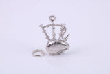 Bagpipe Charm, Traditional Charm, Made from Solid 925 Grade Sterling Silver, Complete with Attachment Link