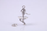 Ballerina Charm, Traditional Charm, Made from Solid 925 Grade Sterling Silver, Complete with Attachment Link