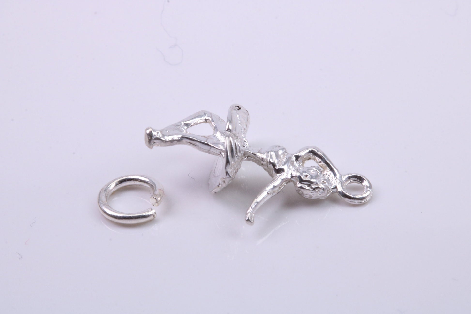 Ballerina Charm, Traditional Charm, Made from Solid 925 Grade Sterling Silver, Complete with Attachment Link