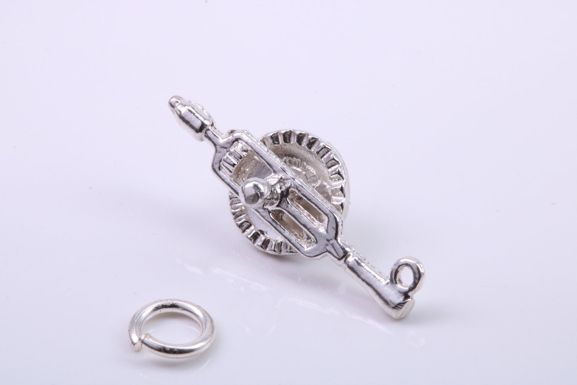 Hand Drill Charm, Traditional Charm, Made from Solid 925 Grade Sterling Silver, Complete with Attachment Link