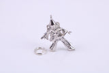 Jester Charm, Made from Solid Cast Silver, Complete with Attachment Link