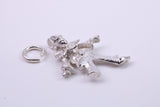 Jester Charm, Made from Solid Cast Silver, Complete with Attachment Link