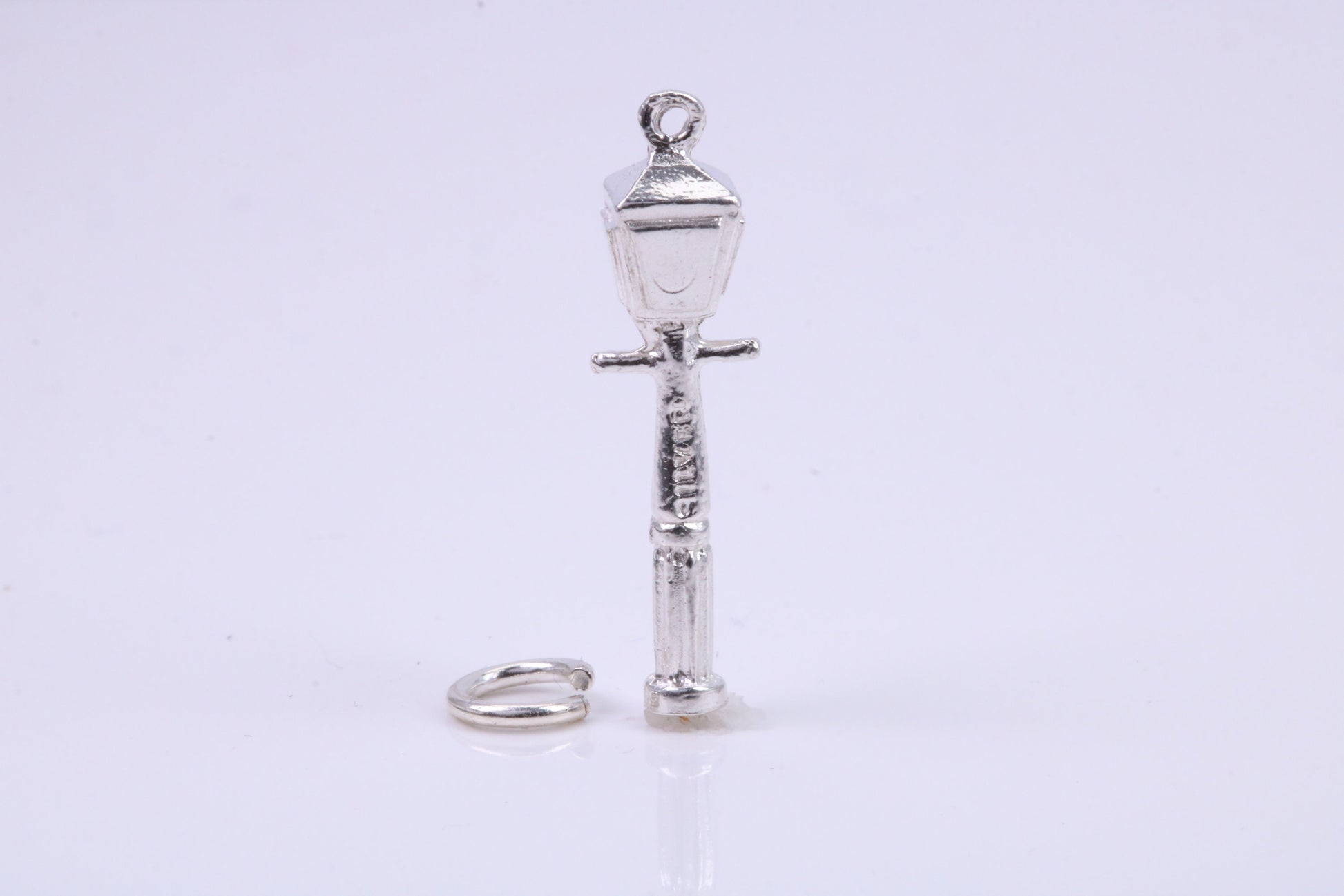Lamppost Charm, Traditional Charm, Made from Solid 925 Grade Sterling Silver, Complete with Attachment Link