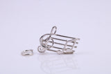 Musical Notes Charm, Traditional Charm, Made from Solid 925 Grade Sterling Silver, Complete with Attachment Link