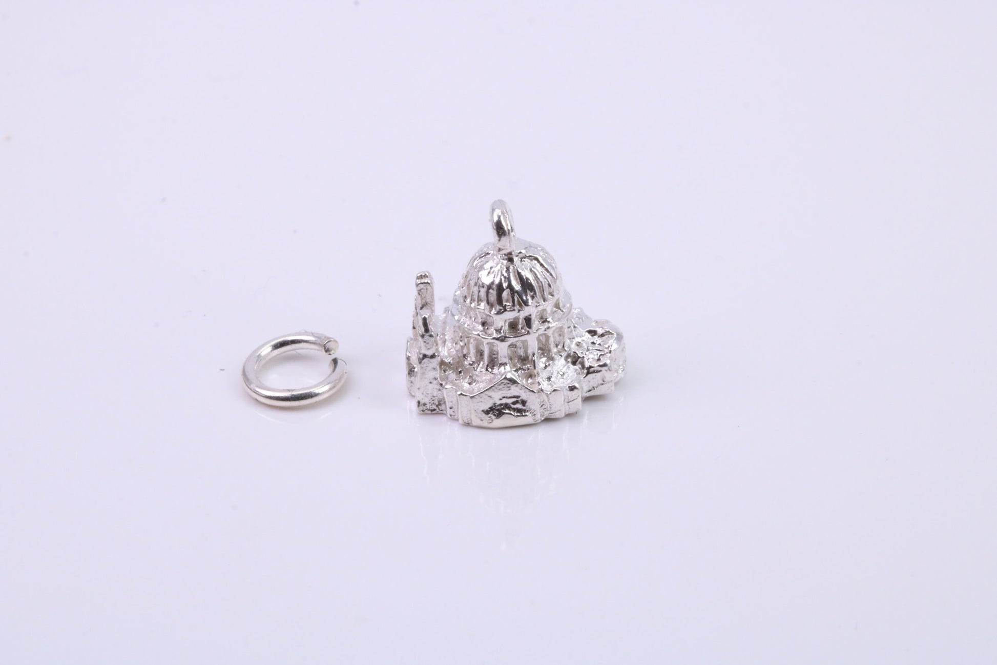 Domed Cathedral Charm, Traditional Charm, Made from Solid 925 Grade Sterling Silver, Complete with Attachment Link