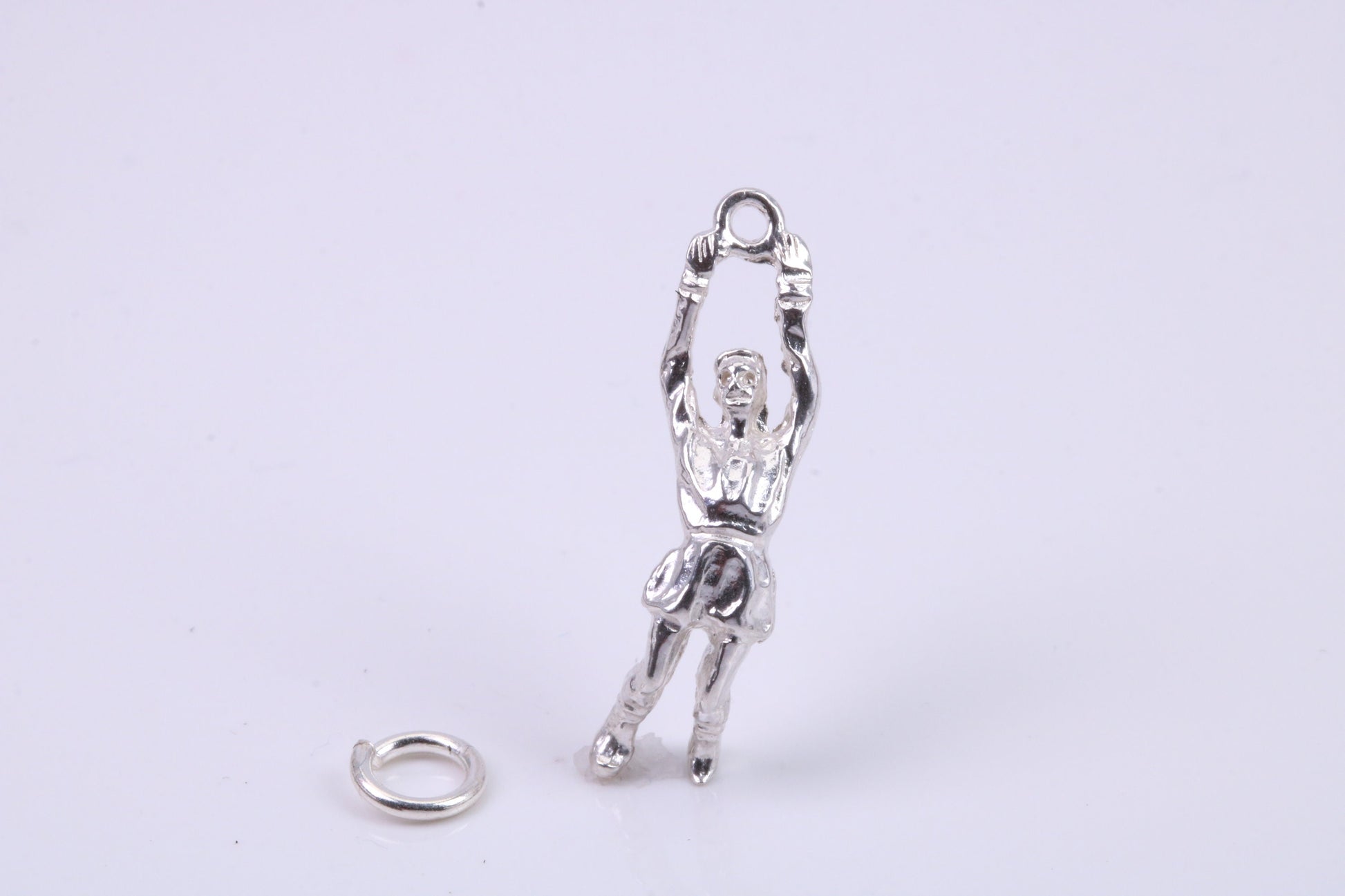 Volley Ball Player Charm, Traditional Charm, Made from Solid 925 Grade Sterling Silver, Complete with Attachment Link
