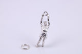 Volley Ball Player Charm, Traditional Charm, Made from Solid 925 Grade Sterling Silver, Complete with Attachment Link