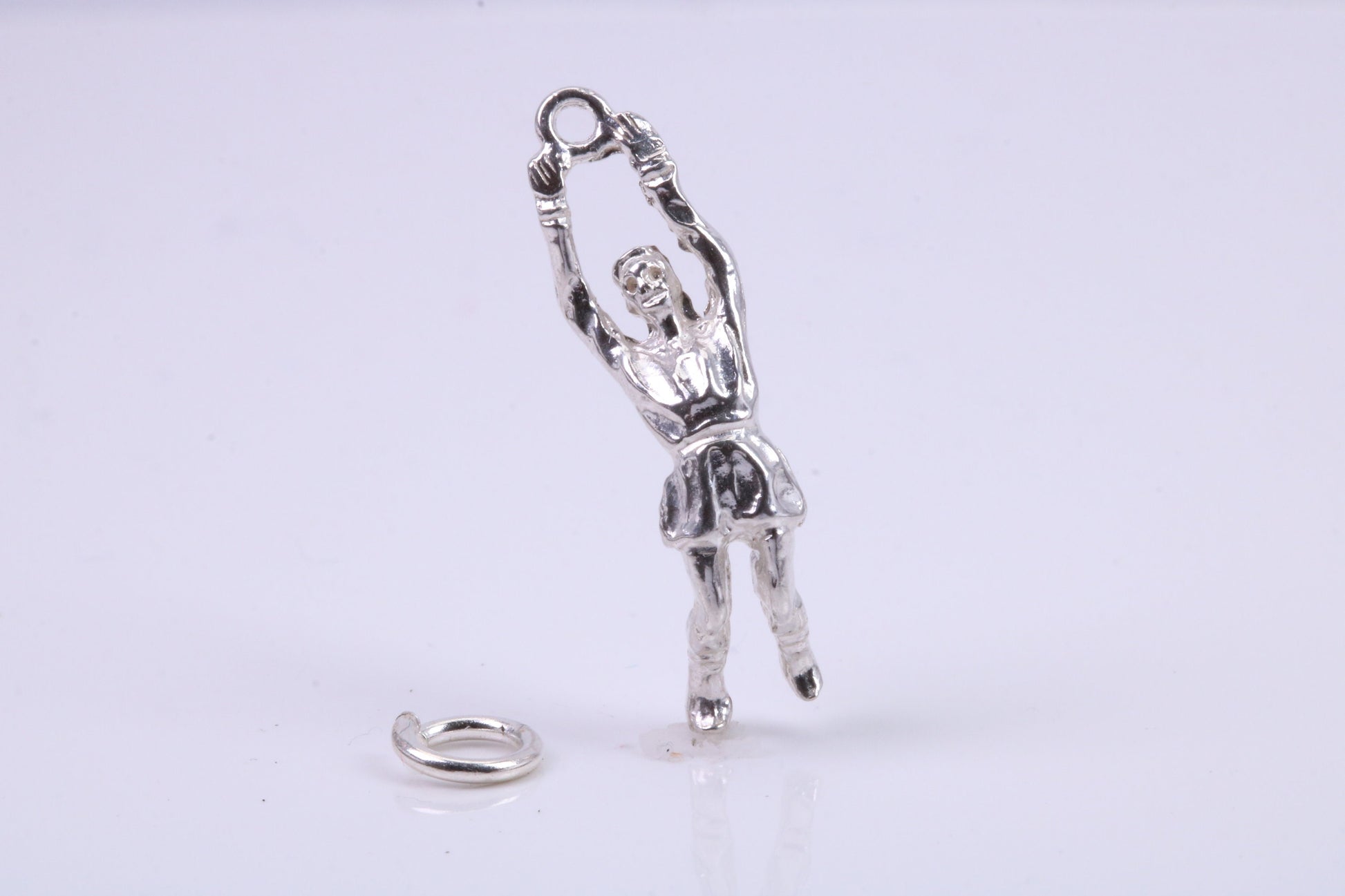 Volley Ball Player Charm, Traditional Charm, Made from Solid 925 Grade Sterling Silver, Complete with Attachment Link
