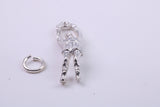 Volley Ball Player Charm, Traditional Charm, Made from Solid 925 Grade Sterling Silver, Complete with Attachment Link