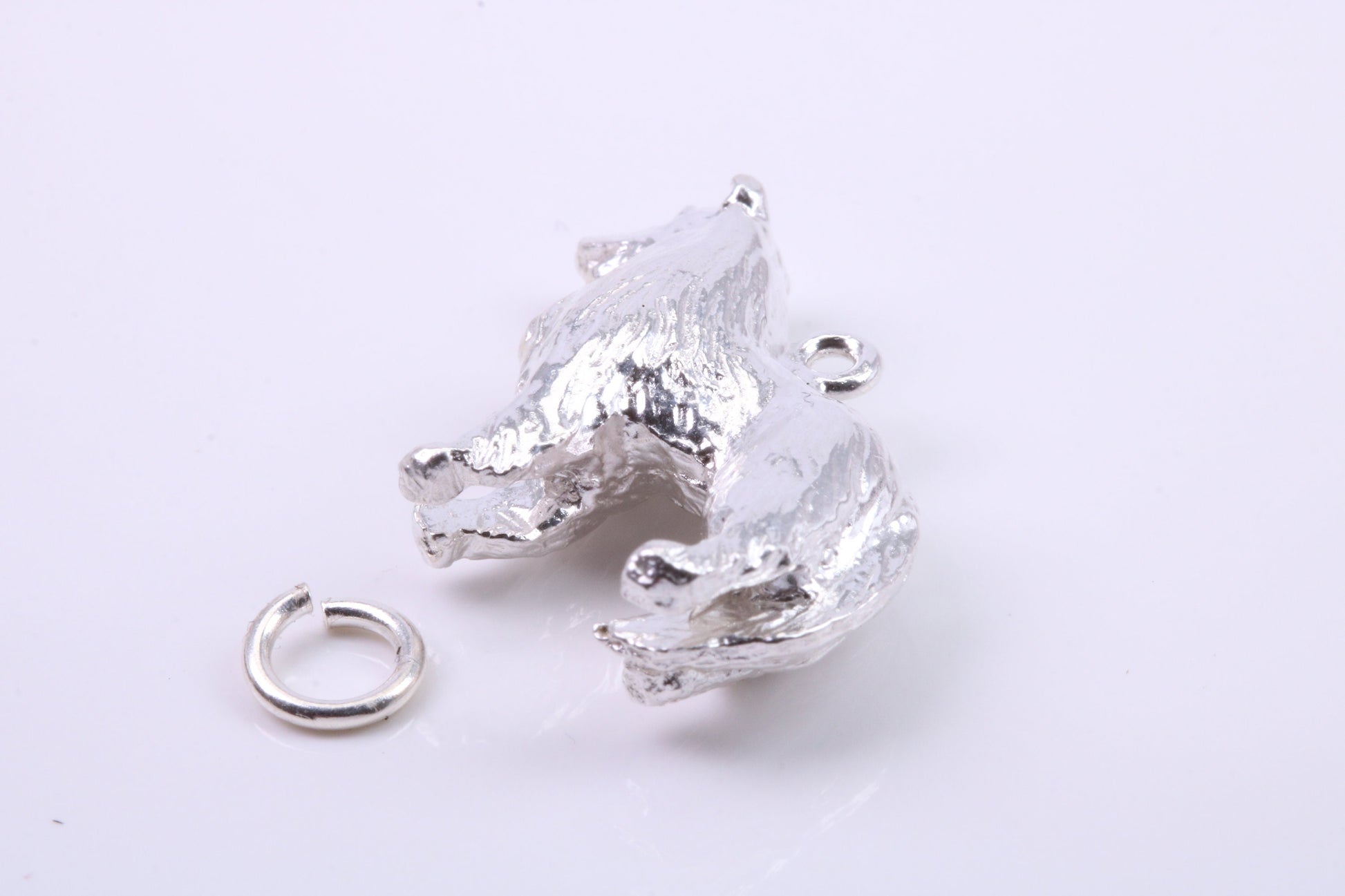 Collie Dog Charm, Traditional Charm, Made from Solid 925 Grade Sterling Silver, Complete with Attachment Link