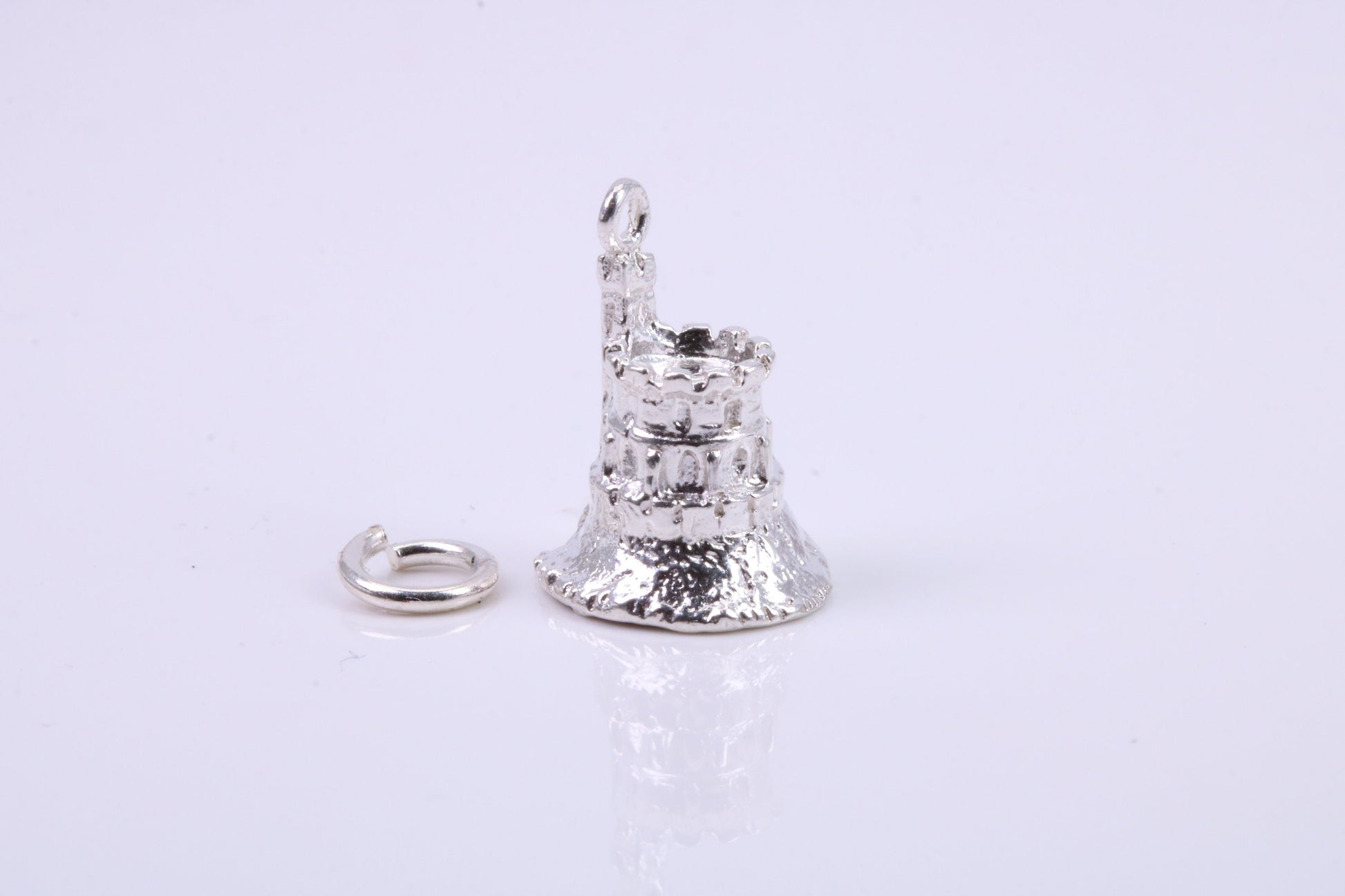 Moat Charm, Traditional Charm, Made from Solid 925 Grade Sterling Silver, Complete with Attachment Link