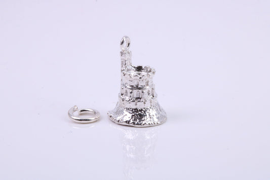 Moat Charm, Traditional Charm, Made from Solid 925 Grade Sterling Silver, Complete with Attachment Link