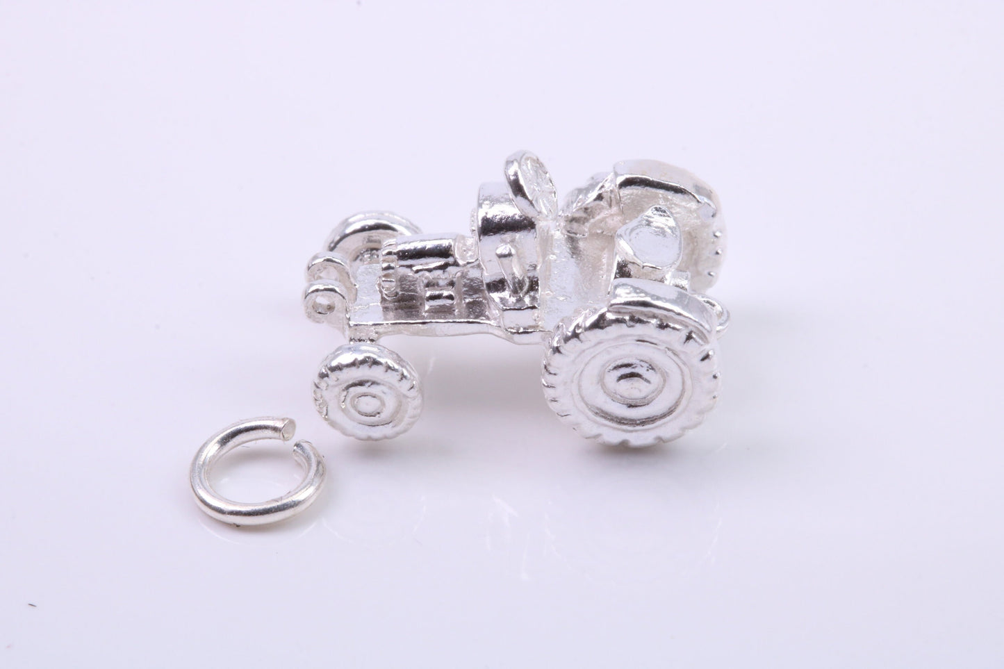 Farm Tractor Charm, Traditional Charm, Made from Solid 925 Grade Sterling Silver, Complete with Attachment Link