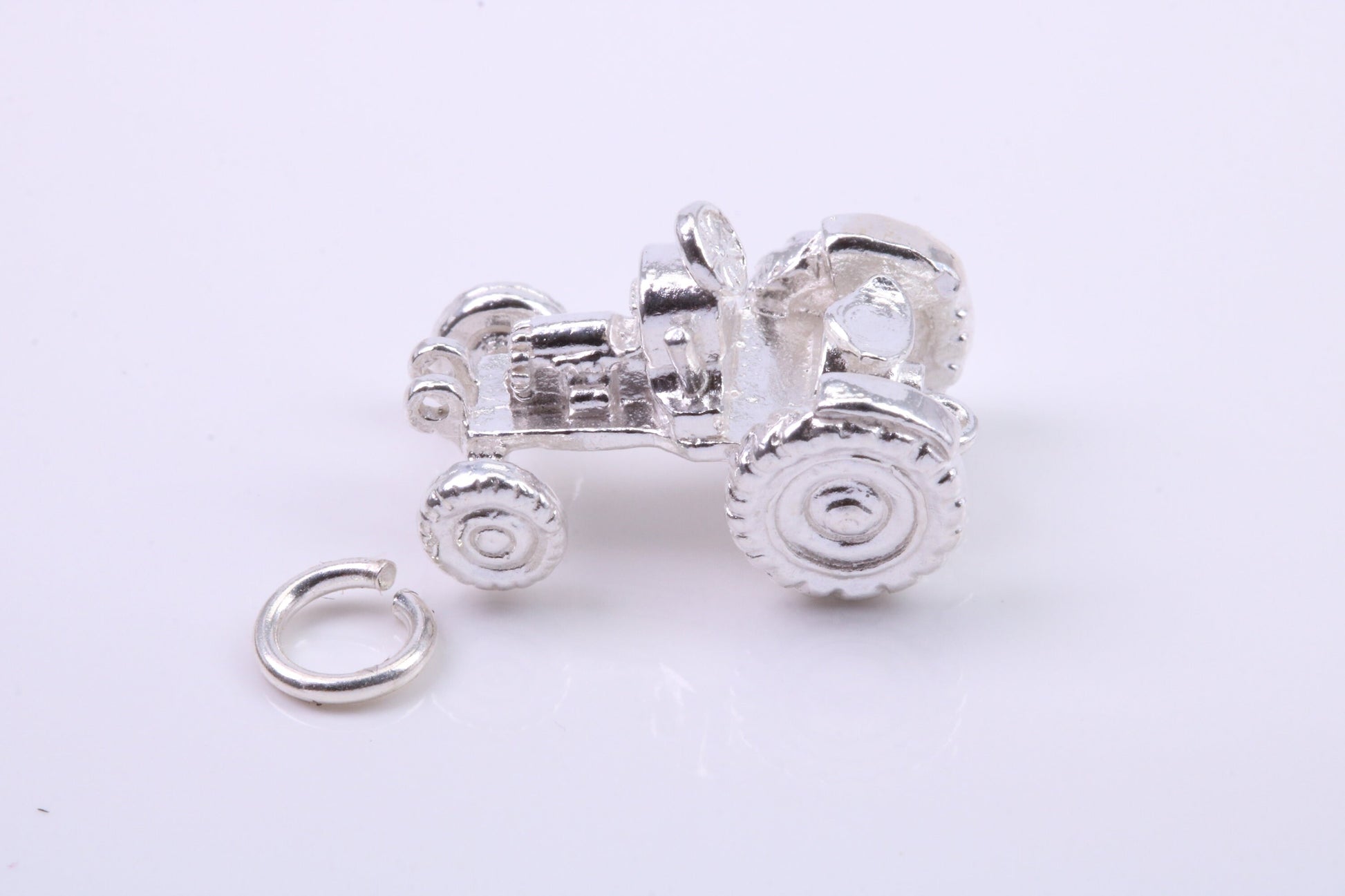 Farm Tractor Charm, Traditional Charm, Made from Solid 925 Grade Sterling Silver, Complete with Attachment Link