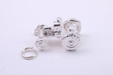 Farm Tractor Charm, Traditional Charm, Made from Solid 925 Grade Sterling Silver, Complete with Attachment Link