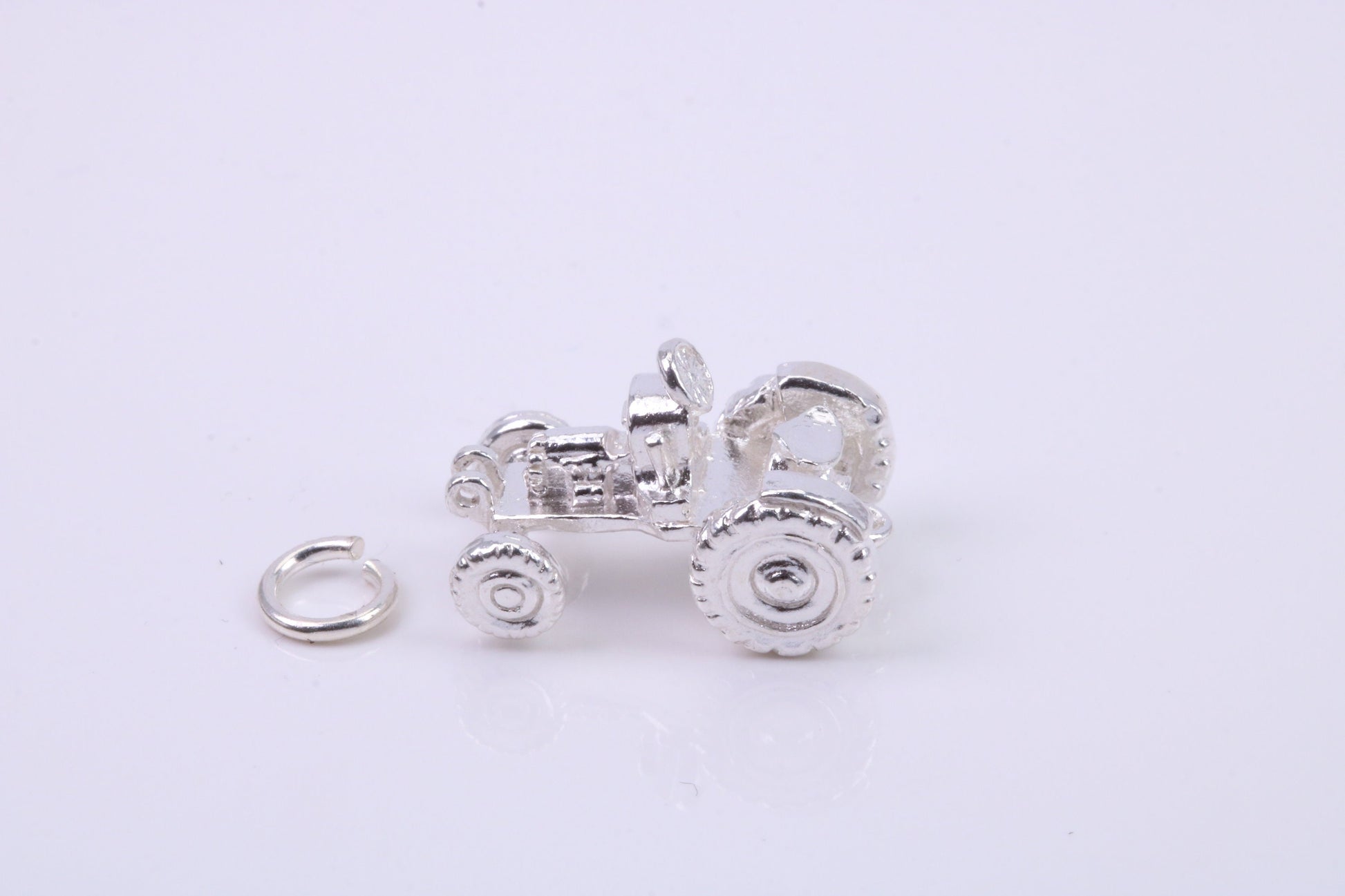 Farm Tractor Charm, Traditional Charm, Made from Solid 925 Grade Sterling Silver, Complete with Attachment Link