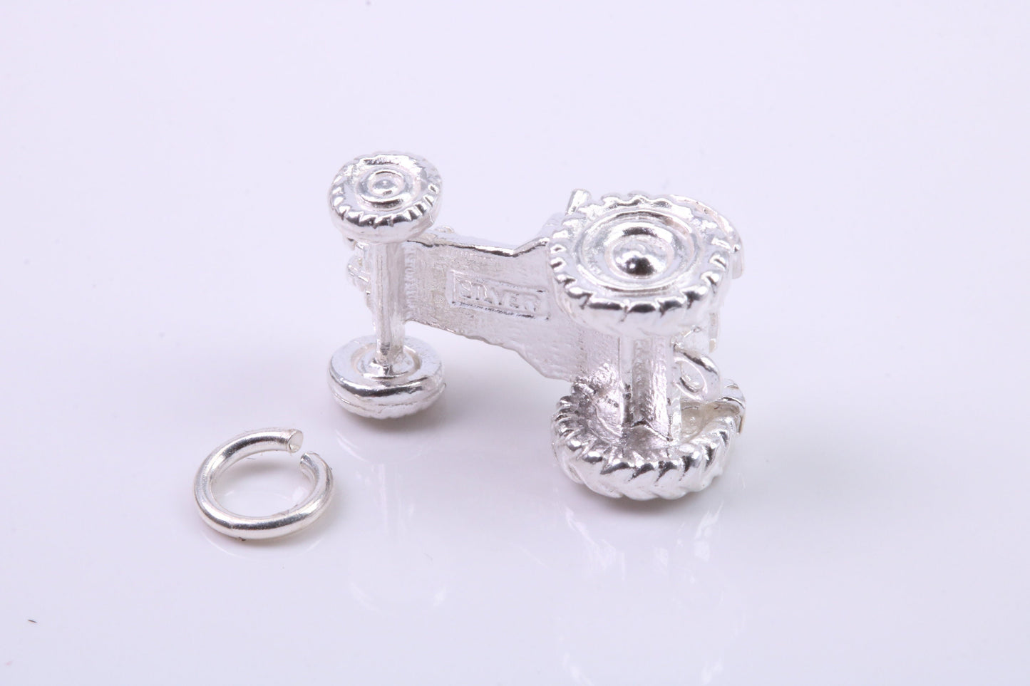 Farm Tractor Charm, Traditional Charm, Made from Solid 925 Grade Sterling Silver, Complete with Attachment Link