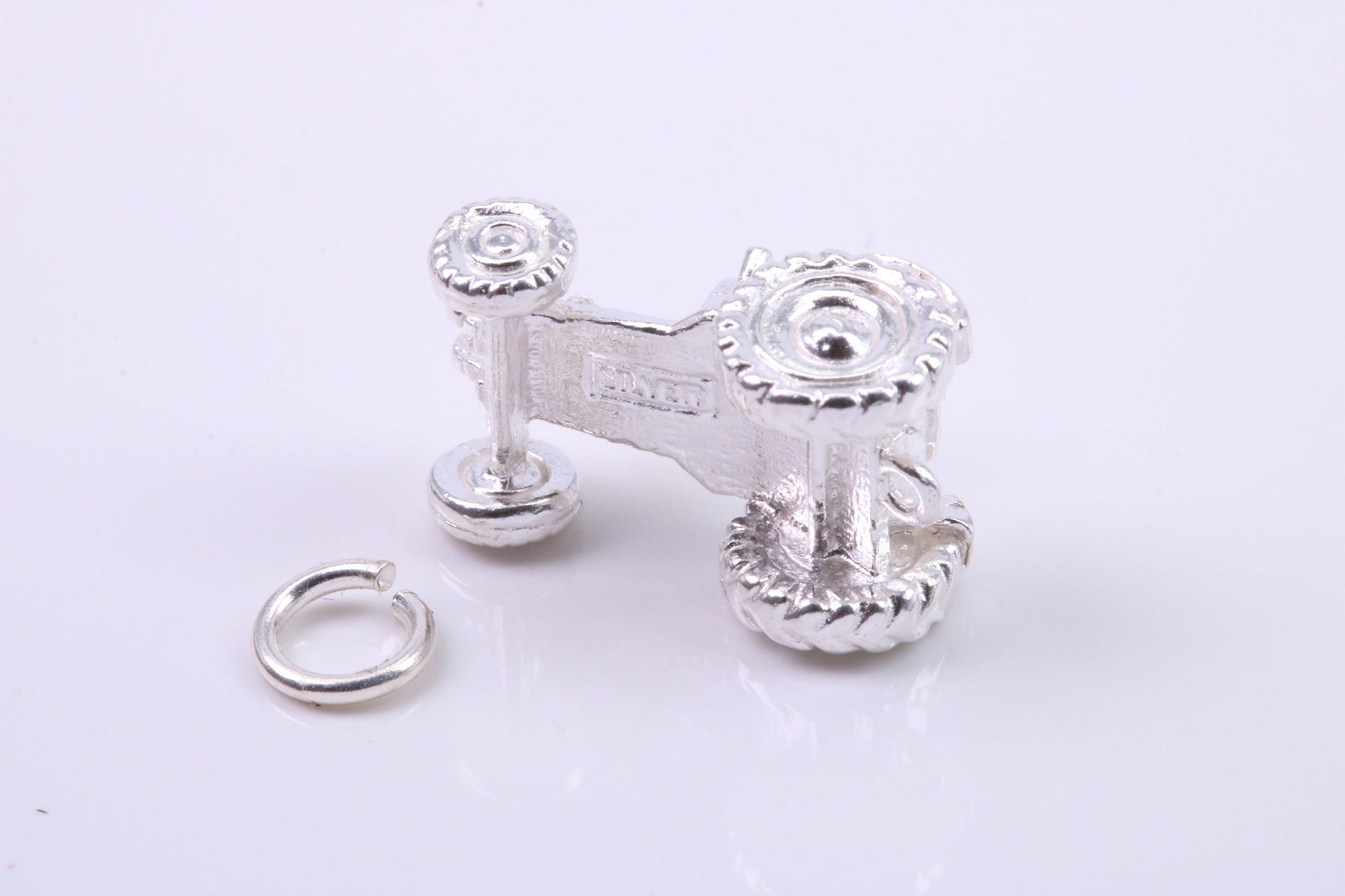 Farm Tractor Charm, Traditional Charm, Made from Solid 925 Grade Sterling Silver, Complete with Attachment Link