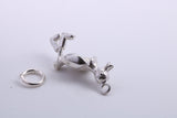 Walking Duck Charm, Traditional Charm, Made from Solid Cast 925 Grade Sterling Silver, Complete with Attachment Link