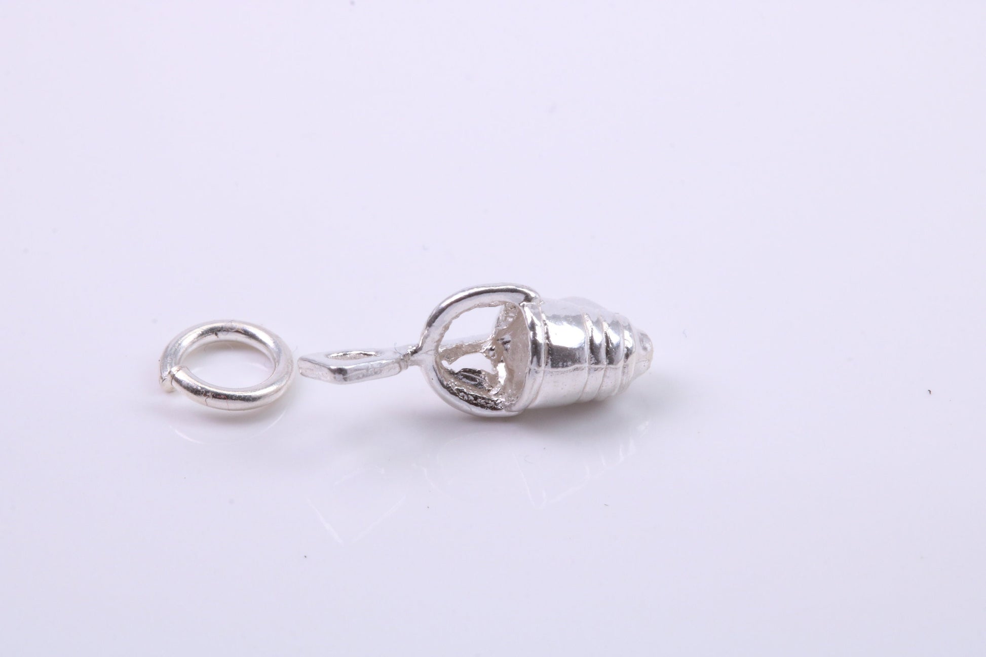 Bucket and Spade Charm, Traditional Charm, Made from Solid 925 Grade Sterling Silver, Complete with Attachment Link