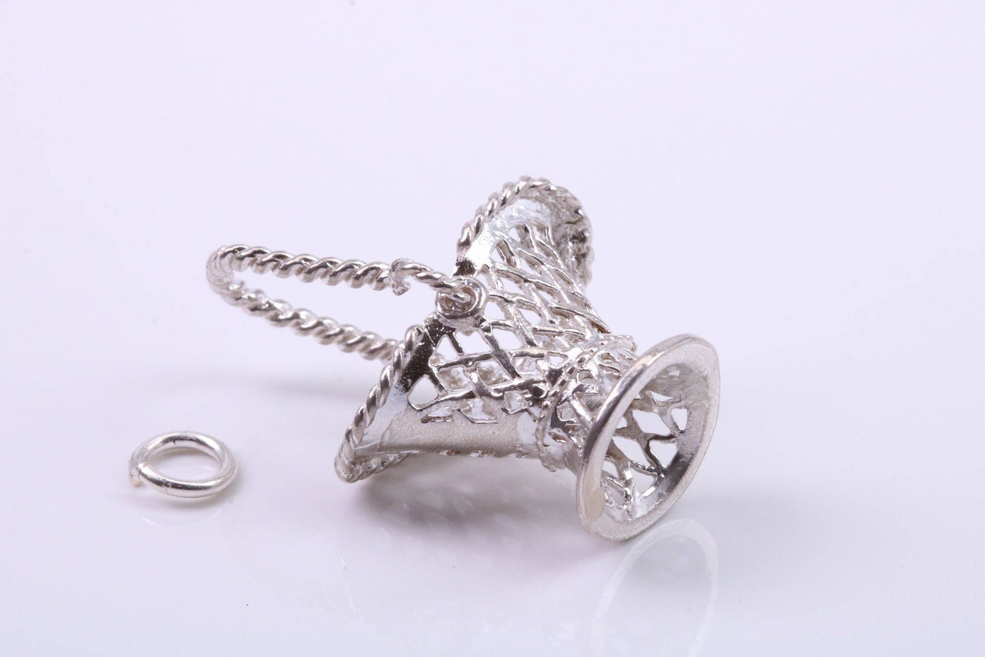 Basket Charm, Traditional Charm, Made from Solid 925 Grade Sterling Silver, Complete with Attachment Link