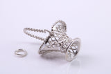 Basket Charm, Traditional Charm, Made from Solid Cast 925 Grade Sterling Silver, Complete with Attachment Link