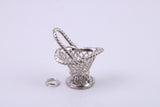 Basket Charm, Traditional Charm, Made from Solid Cast 925 Grade Sterling Silver, Complete with Attachment Link