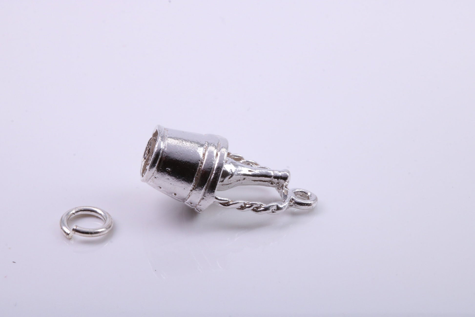 Champagne Bucket Charm, Traditional Charm, Made from Solid 925 Grade Sterling Silver, Complete with Attachment Link