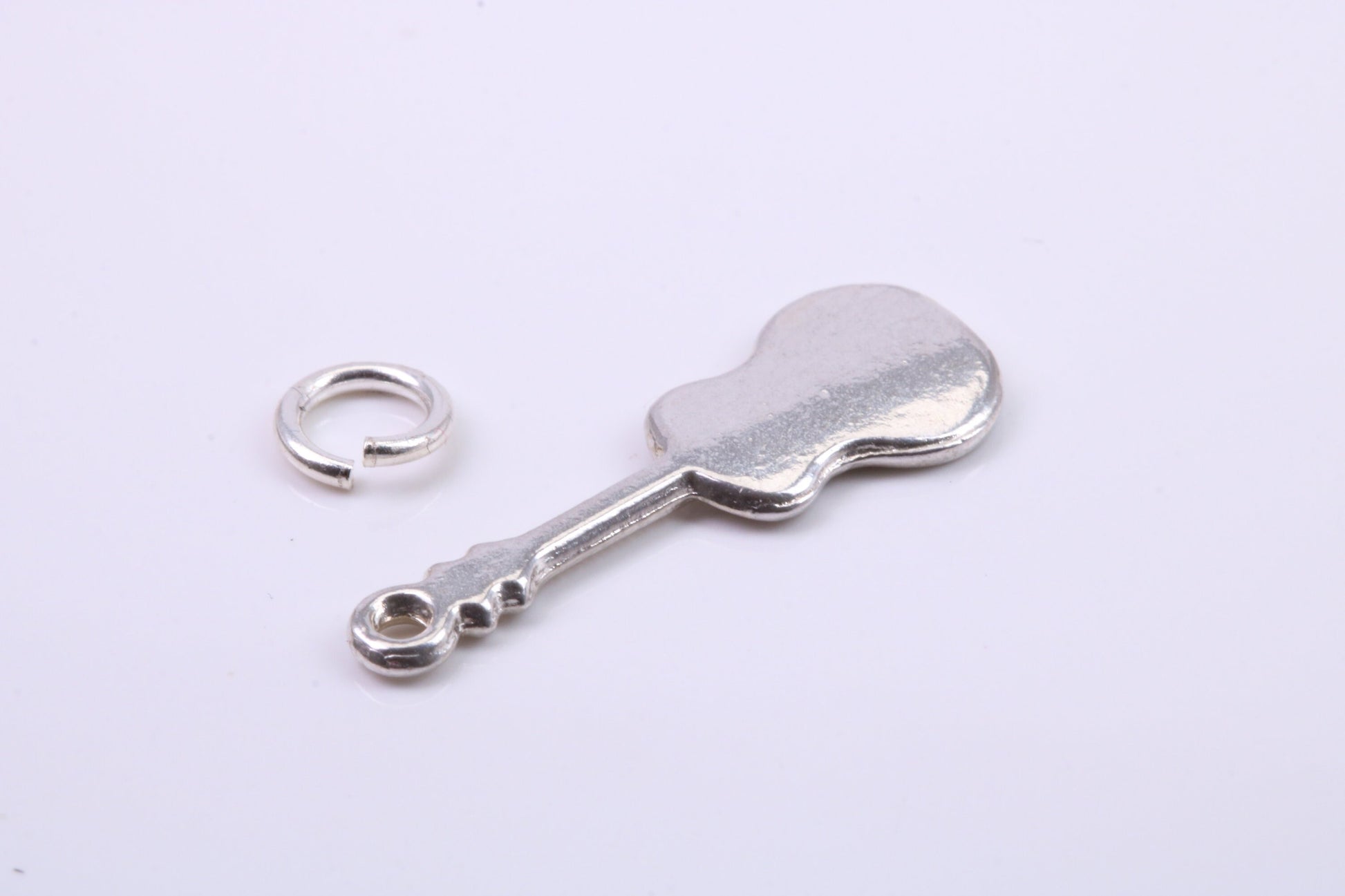 Guitar Charm, Traditional Charm, Made from Solid 925 Grade Sterling Silver, Complete with Attachment Link