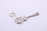 Guitar Charm, Traditional Charm, Made from Solid 925 Grade Sterling Silver, Complete with Attachment Link