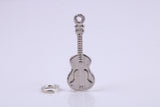 Guitar Charm, Traditional Charm, Made from Solid 925 Grade Sterling Silver, Complete with Attachment Link