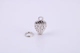 Strawberry Charm, Traditional Charm, Made from Solid 925 Grade Sterling Silver, Complete with Attachment Link