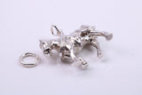 Farming Horse Charm, Made from Solid Cast 925 Grade Sterling Silver, Complete with Attachment Link