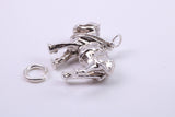 Farming Horse Charm, Made from Solid Cast 925 Grade Sterling Silver, Complete with Attachment Link