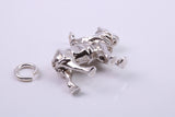 Farming Horse Charm, Made from Solid Cast 925 Grade Sterling Silver, Complete with Attachment Link