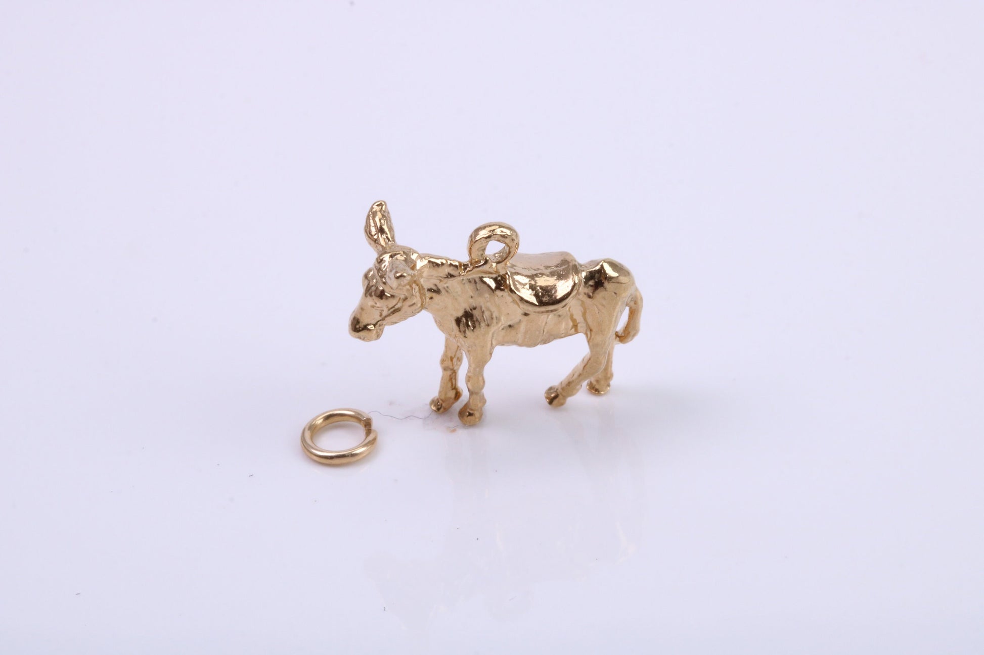 Farm Mule Charm, Traditional Charm, Made from Solid 9ct Yellow Gold, British Hallmarked, Complete with Attachment Link