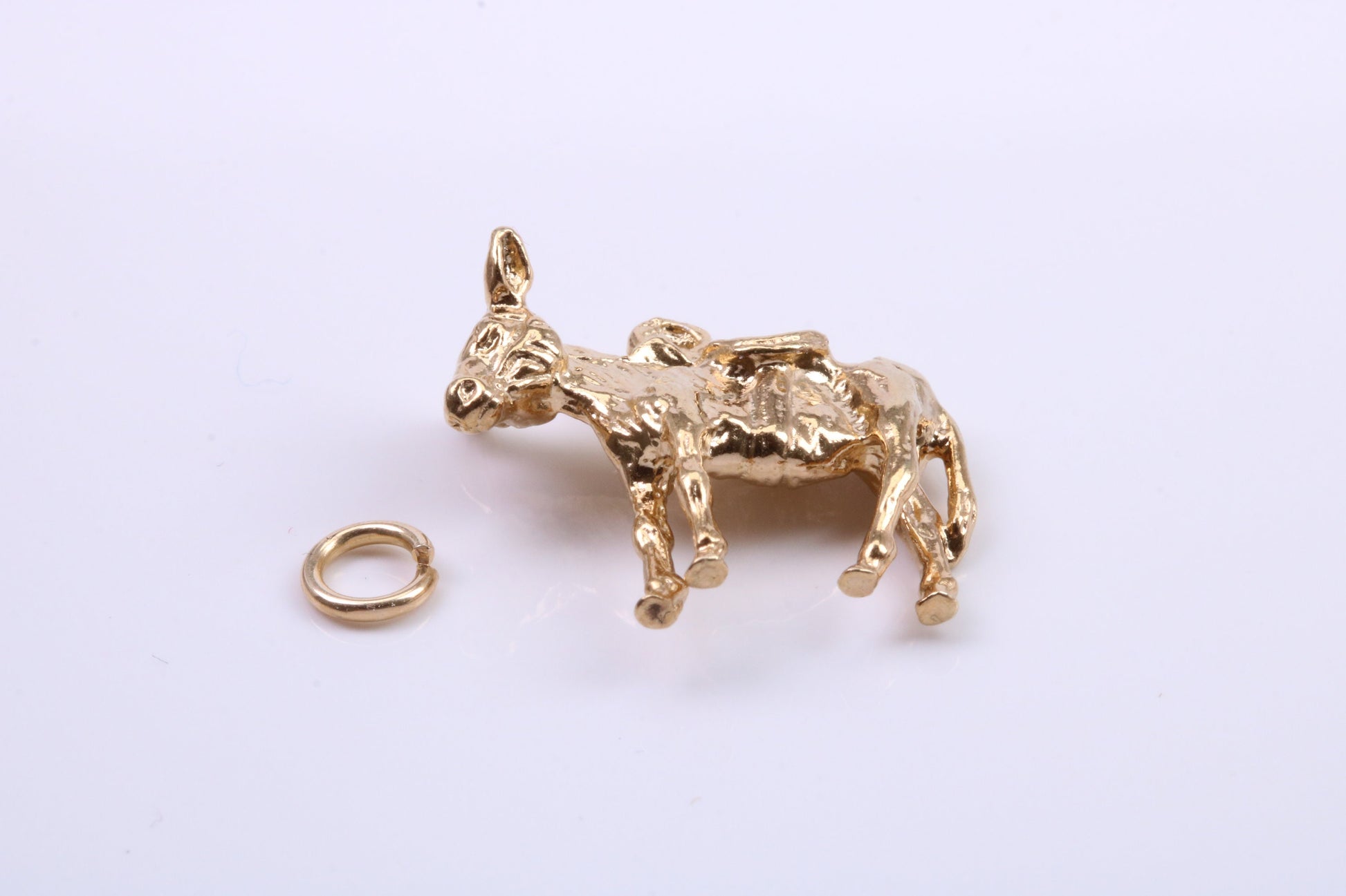 Farm Mule Charm, Traditional Charm, Made from Solid 9ct Yellow Gold, British Hallmarked, Complete with Attachment Link